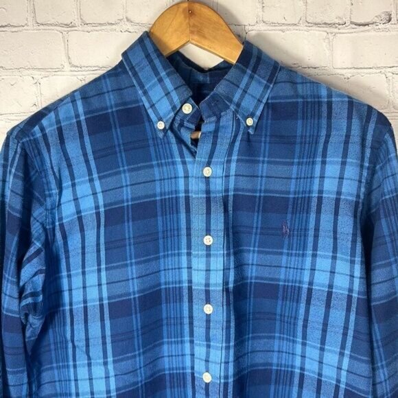 Ralph Lauren Classic Fit Performance Flannel Shirt Blue S Button Long Sleeve - Picture 2 of 6